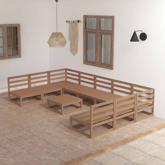 Berkfield 10 Piece Garden Lounge Set Solid Pinewood