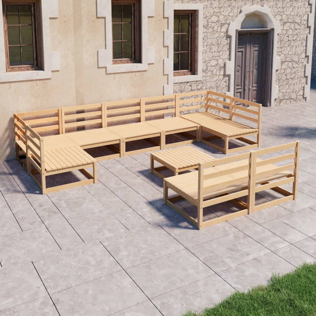 Berkfield 10 Piece Garden Lounge Set Solid Pinewood