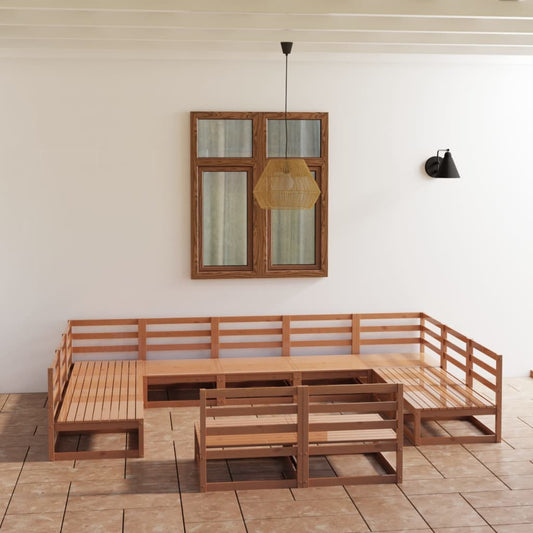 Berkfield 11 Piece Garden Lounge Set Solid Pinewood