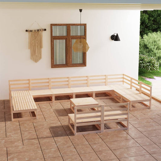 Berkfield 13 Piece Garden Lounge Set Solid Pinewood