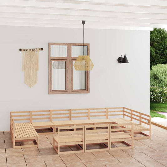 Berkfield 13 Piece Garden Lounge Set Solid Pinewood