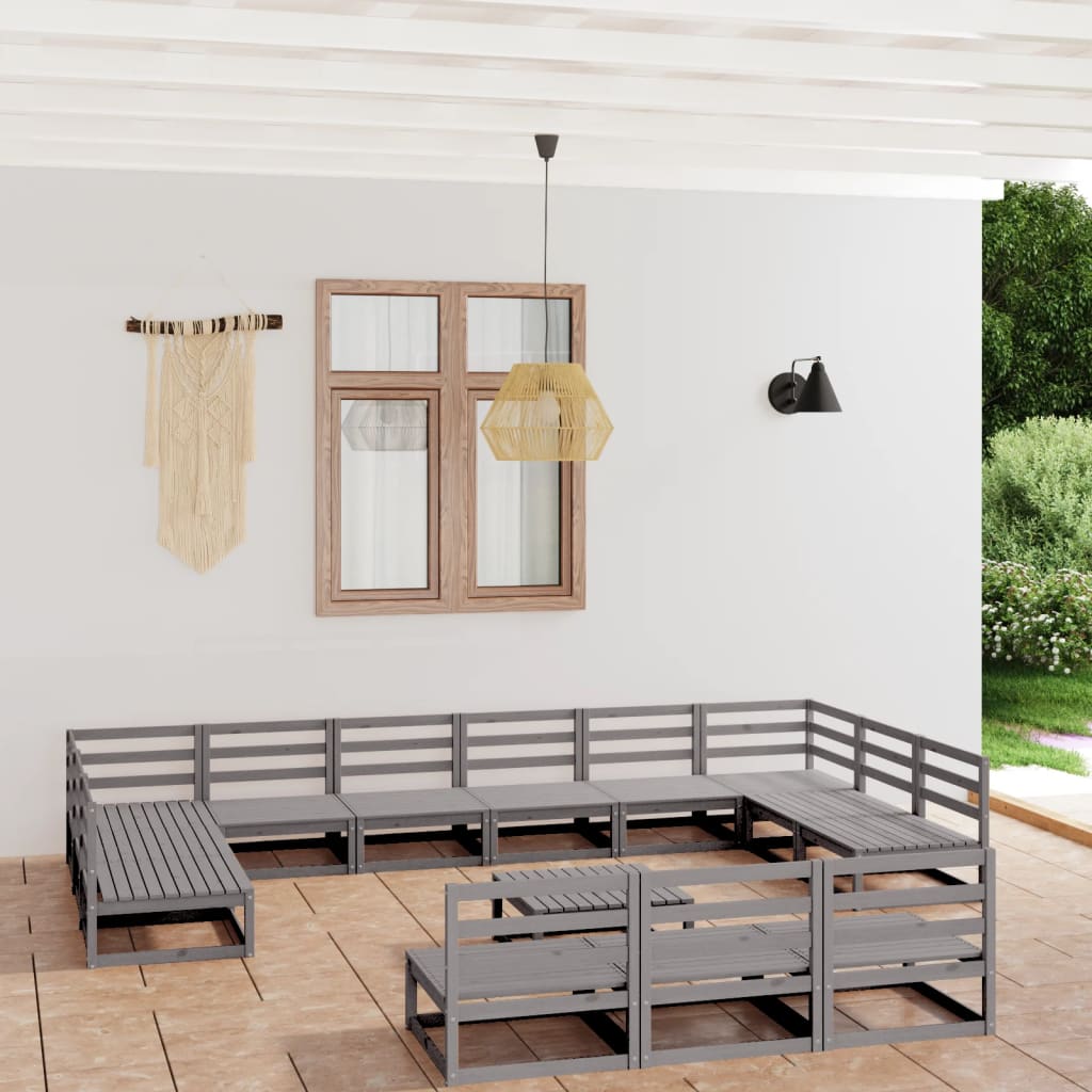 Berkfield 14 Piece Garden Lounge Set Solid Pinewood