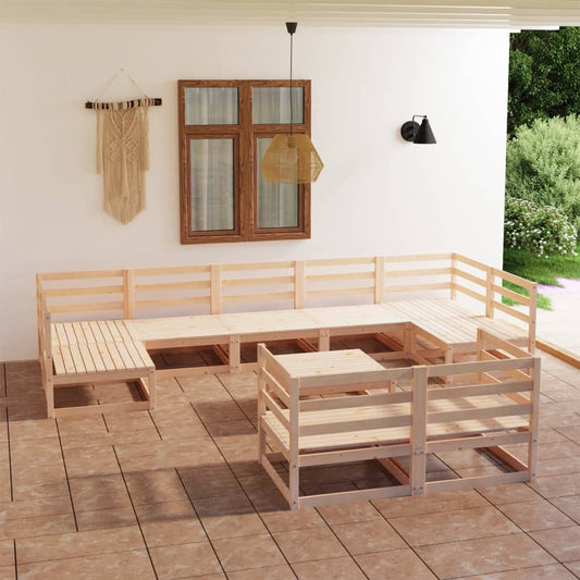 Berkfield 10 Piece Garden Lounge Set Solid Pinewood