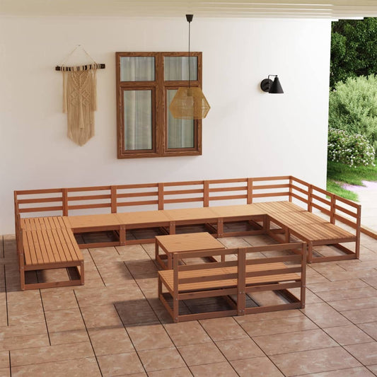 Berkfield 13 Piece Garden Lounge Set Solid Pinewood
