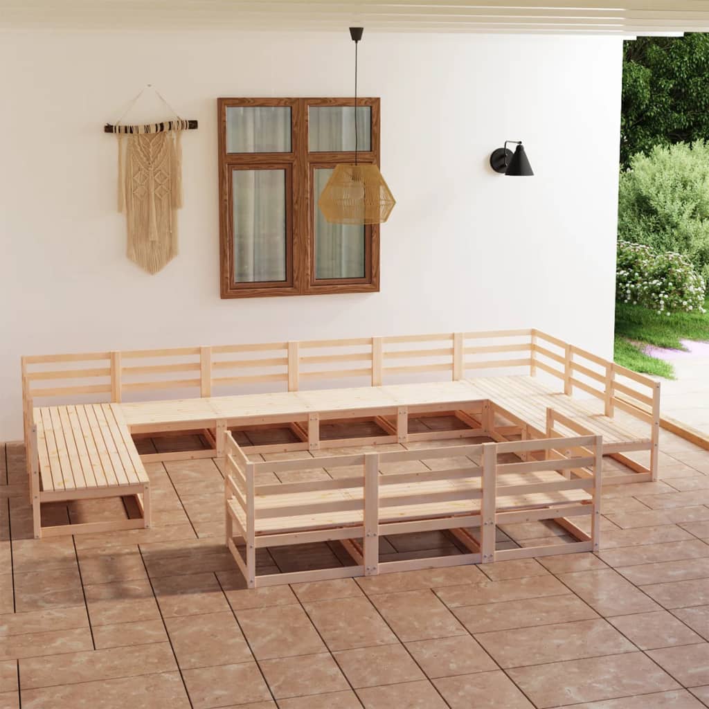 Berkfield 13 Piece Garden Lounge Set Solid Pinewood