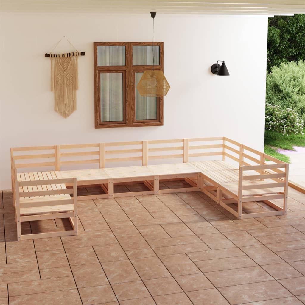 Berkfield 9 Piece Garden Lounge Set Solid Wood Pine