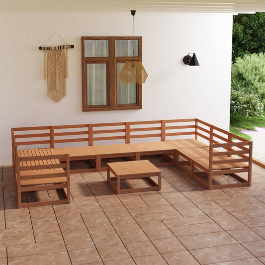 Berkfield 10 Piece Garden Lounge Set Solid Pinewood