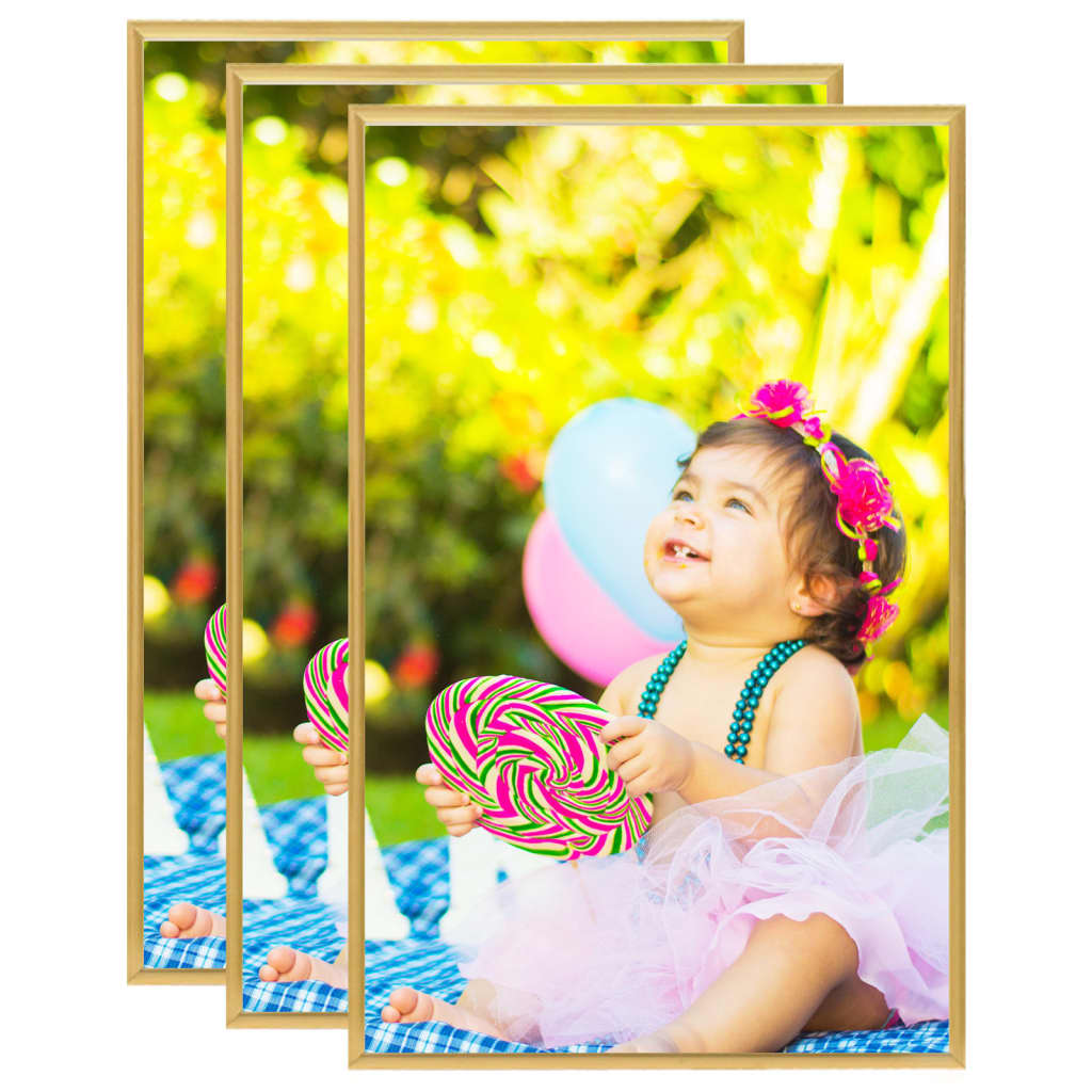 Berkfield Photo Frames Collage 3 pcs for Table Gold 10x15 cm MDF