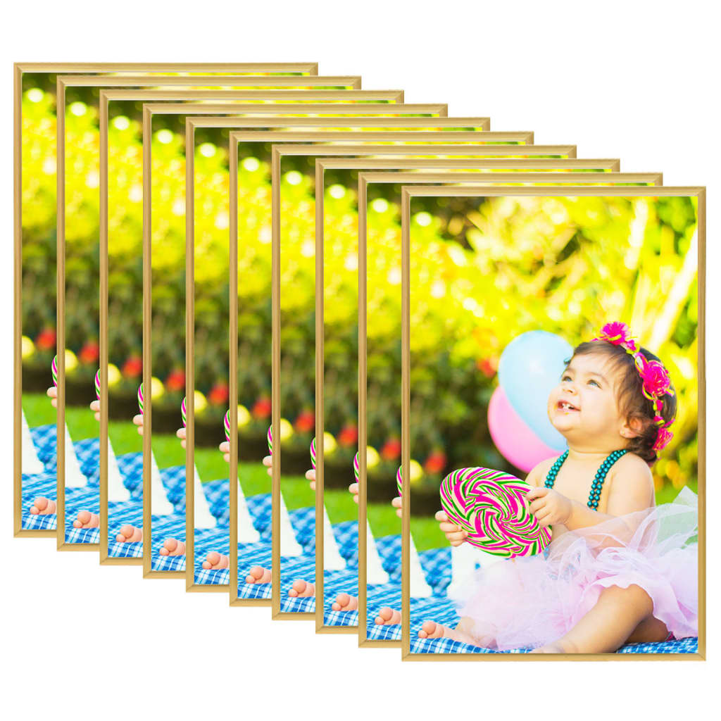 Berkfield Photo Frames Collage 10 pcs for Table Gold 10x15 cm MDF