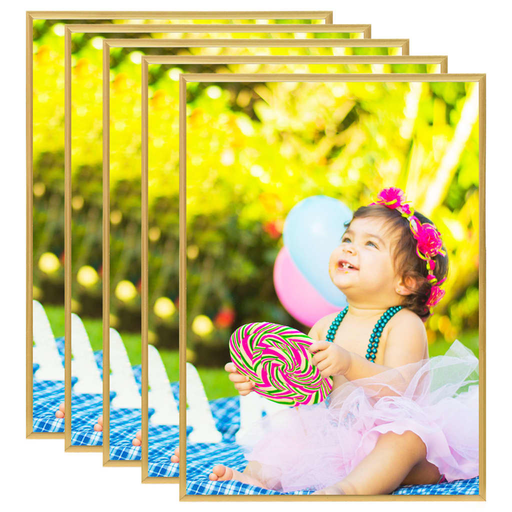 Berkfield Photo Frames Collage 5 pcs for Table Gold 18x24 cm MDF