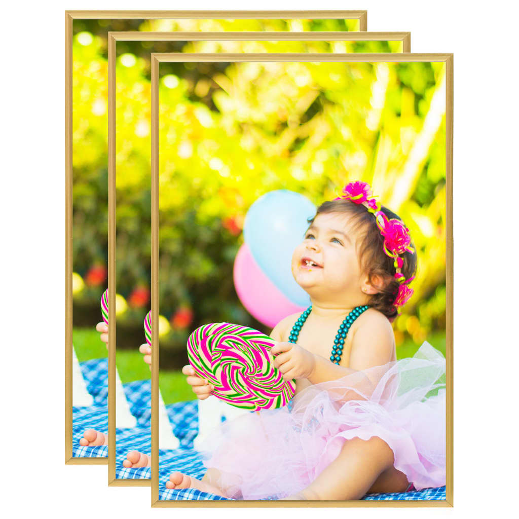 Berkfield Photo Frames Collage 3 pcs for Table Gold 21x29.7cm MDF