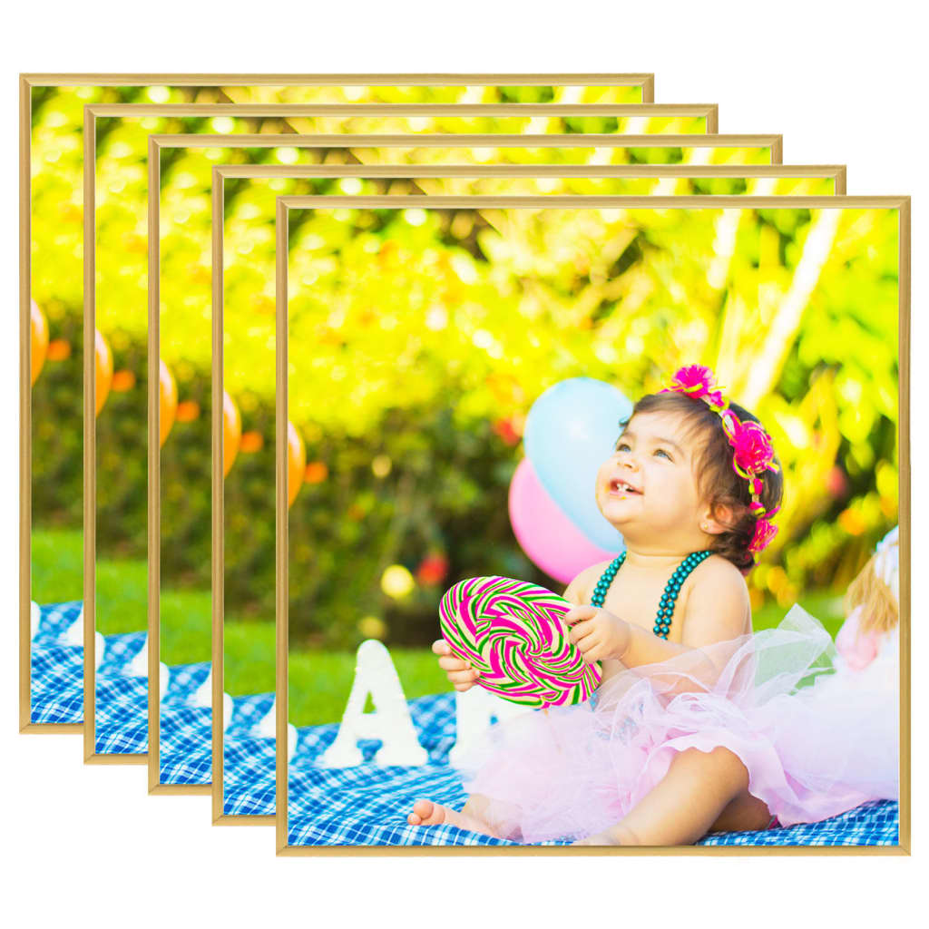 Berkfield Photo Frames Collage 5 pcs for Wall Gold 50x50 cm MDF