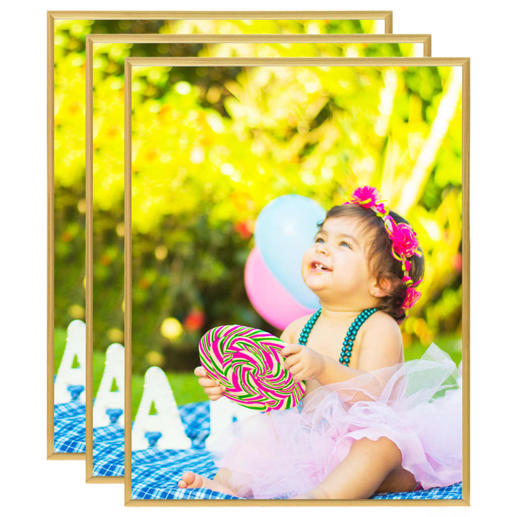 Berkfield Photo Frames Collage 3 pcs for Wall or Table Gold 50x60 cm MDF