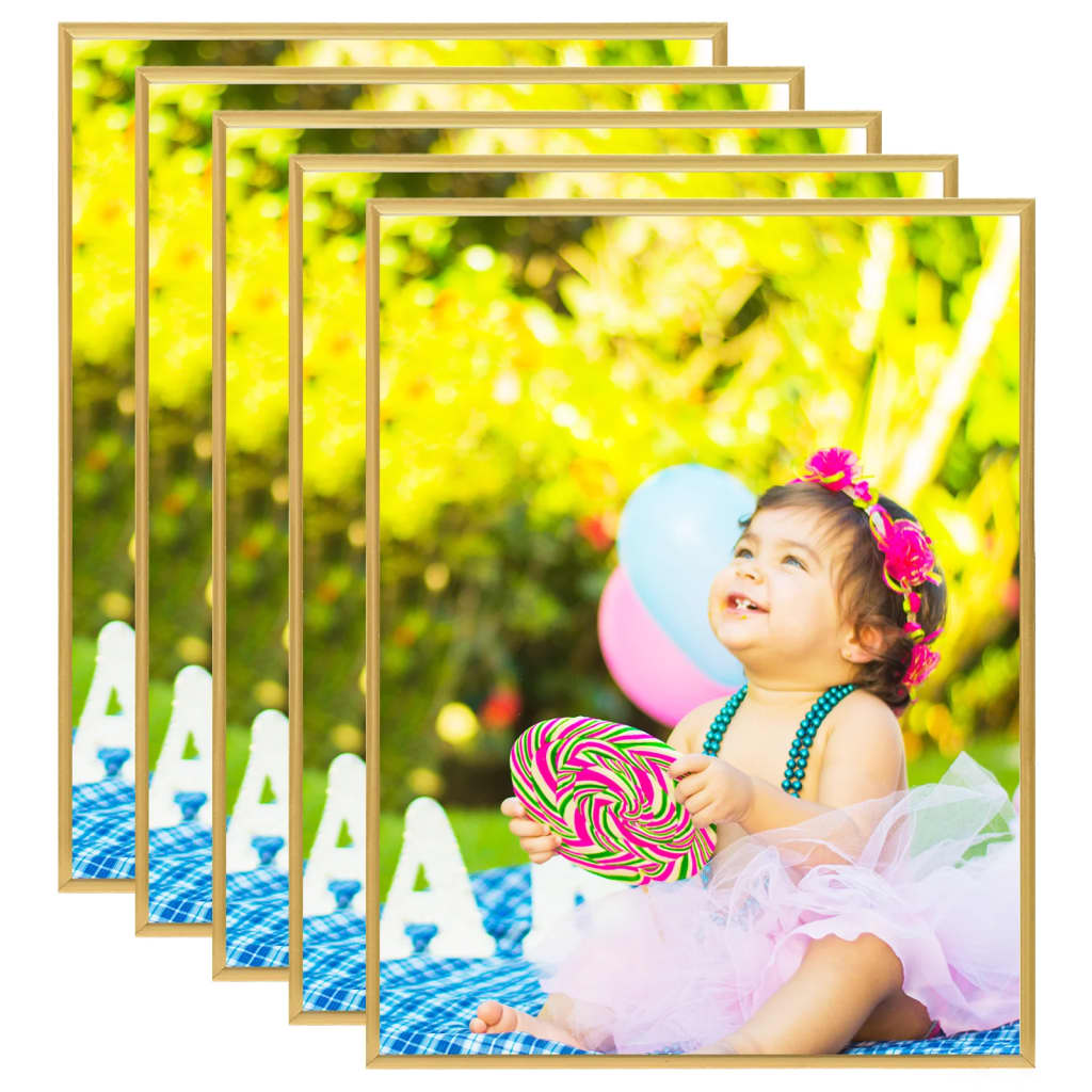 Berkfield Photo Frames Collage 5 pcs for Wall or Table Gold 50x60 cm MDF
