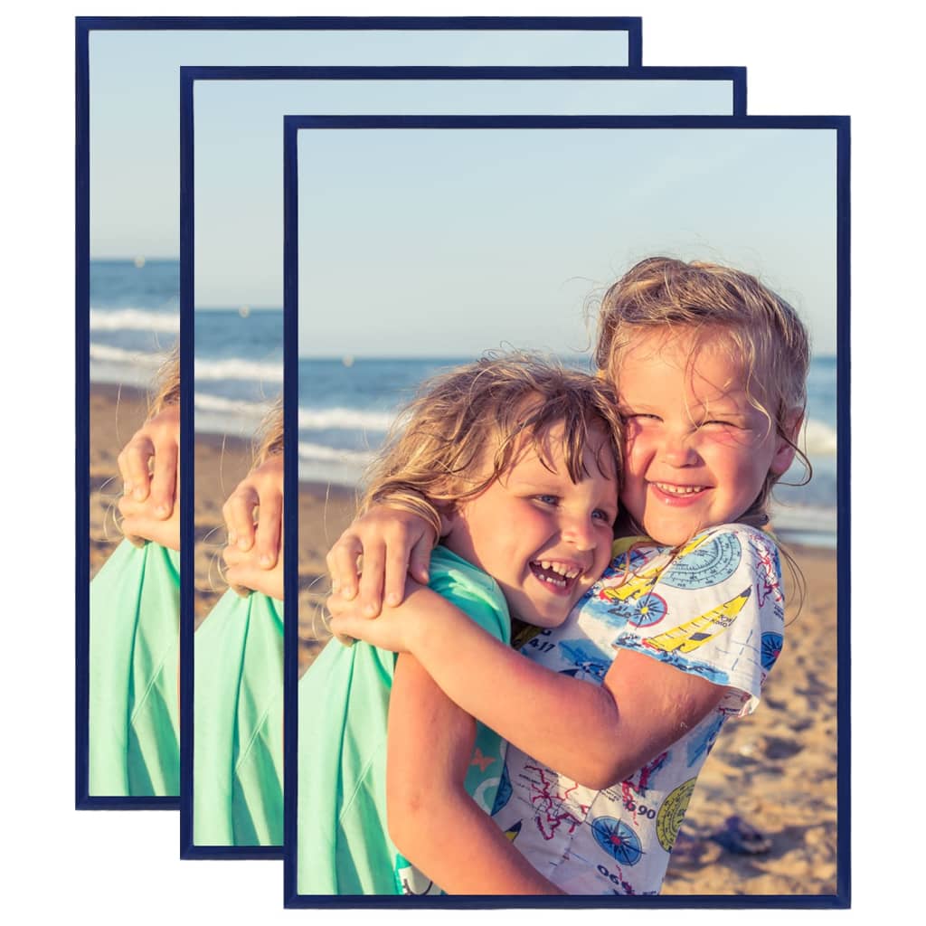 Berkfield Photo Frames Collage 3 pcs for Table Blue 18x24 cm MDF