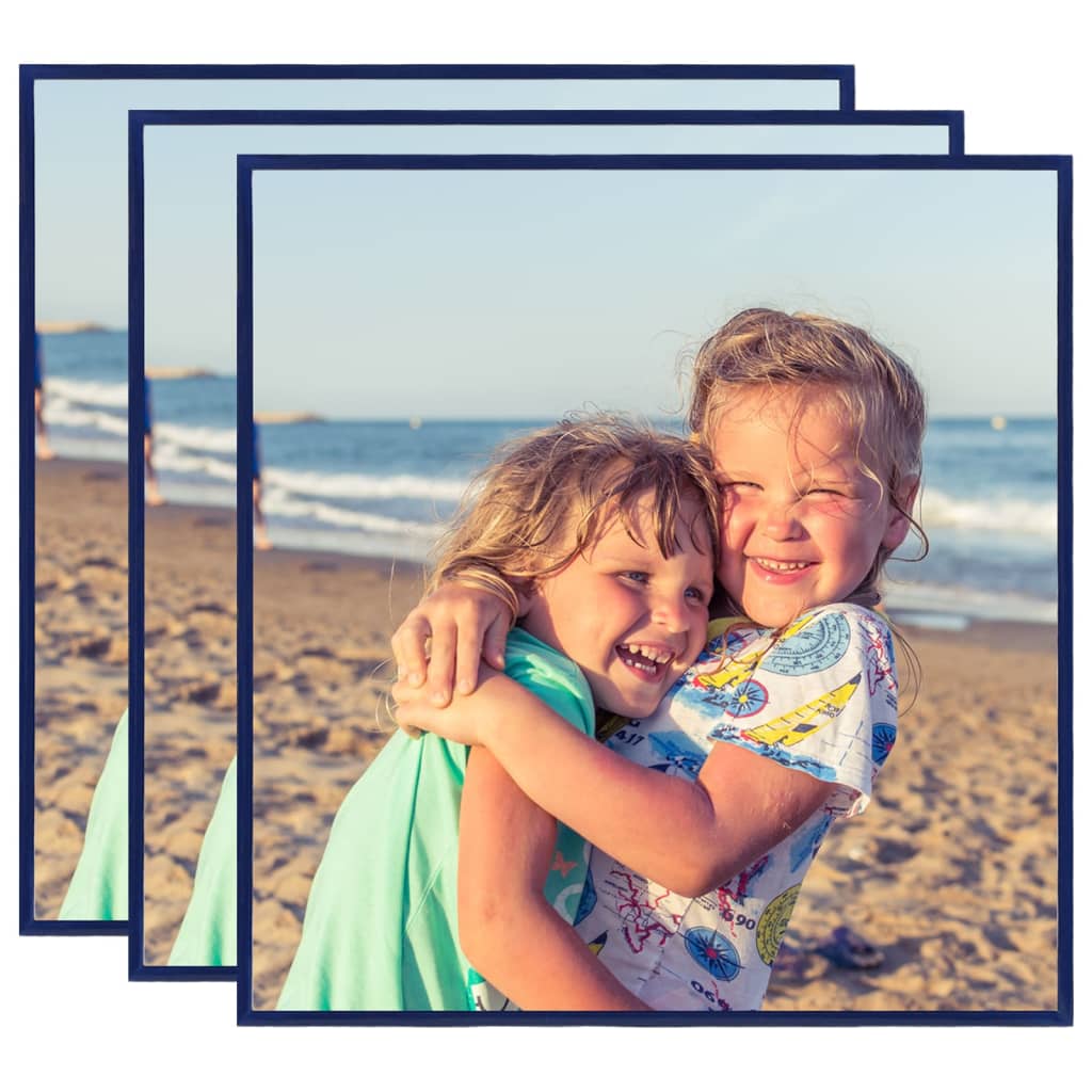 Berkfield Photo Frames Collage 3 pcs for Table Blue 20x20 cm MDF