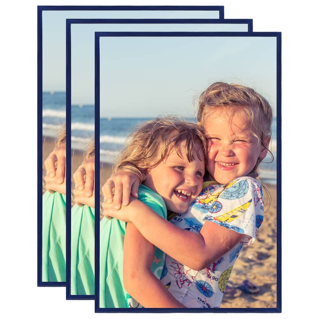 Berkfield Photo Frames Collage 3 pcs for Wall or Table Blue 28x35 cm MDF