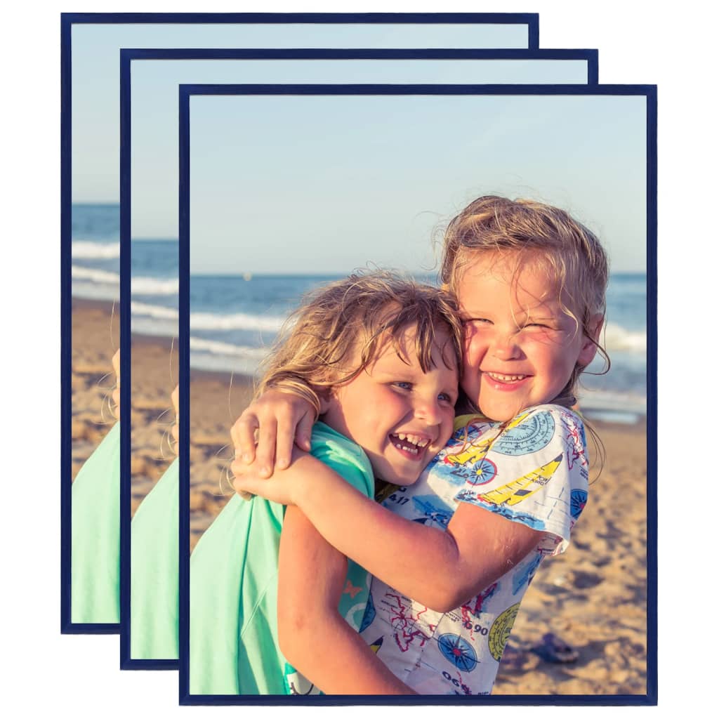 Berkfield Photo Frames Collage 3 pcs for Wall or Table Blue 50x60 cm MDF