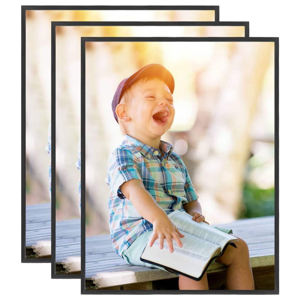 Berkfield Photo Frames Collage 3 pcs for Wall Black 40x50 cm MDF