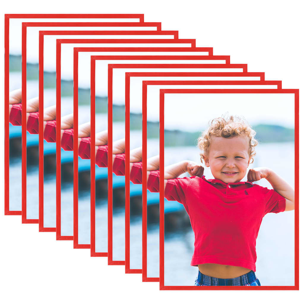Berkfield Photo Frames Collage 10 pcs for Wall or Table Red 13x18 cm MDF