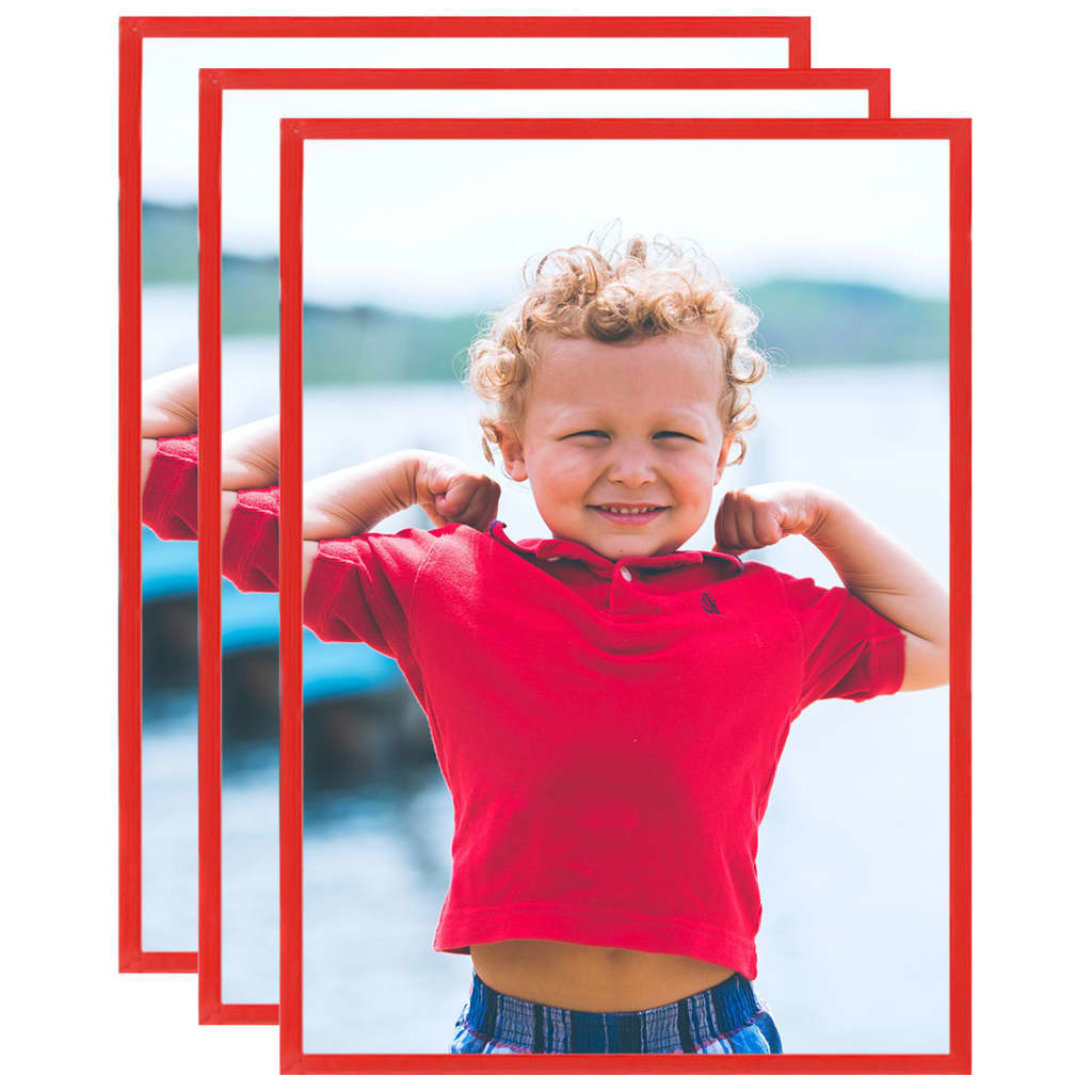 Berkfield Photo Frames Collage 3 pcs for Wall or Table Red 21x29.7 cm MDF