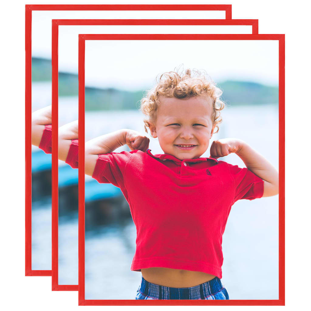 Berkfield Photo Frames Collage 3 pcs for Wall Red 40x50 cm MDF
