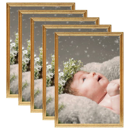 Berkfield Photo Frames Collage 5 pcs for Table Gold 15x21 cm MDF