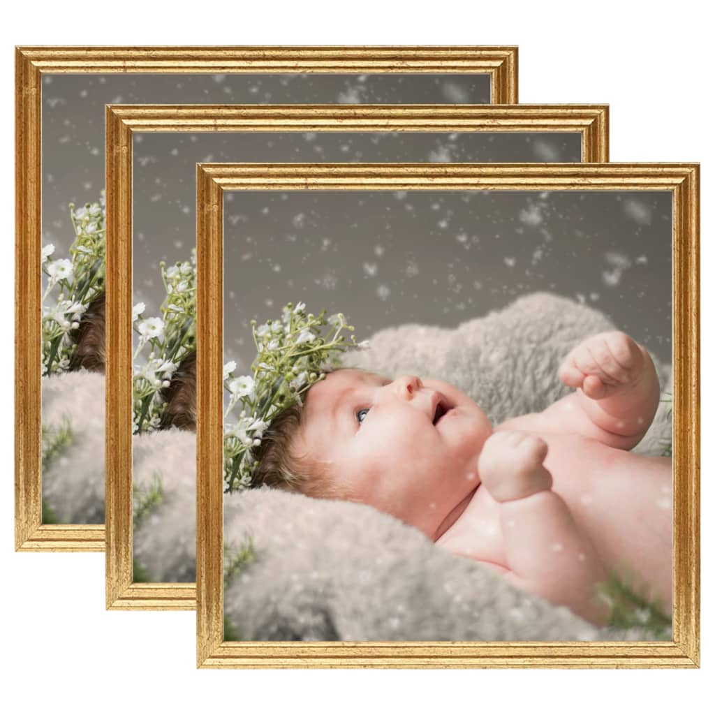 Berkfield Photo Frames Collage 3 pcs for Table Gold 30x30 cm MDF