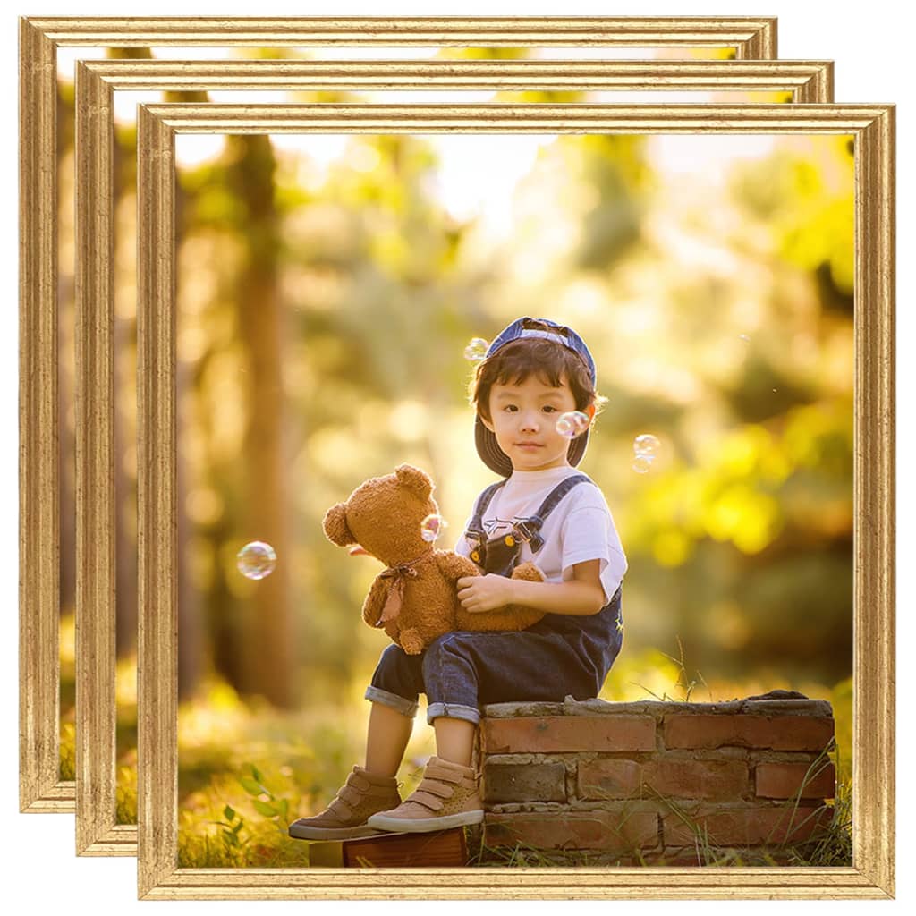Berkfield Photo Frames Collage 3 pcs for Wall Gold 40x40 cm MDF