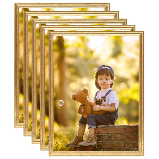 Berkfield Photo Frames Collage 5 pcs for Wall Gold 40x50 cm MDF