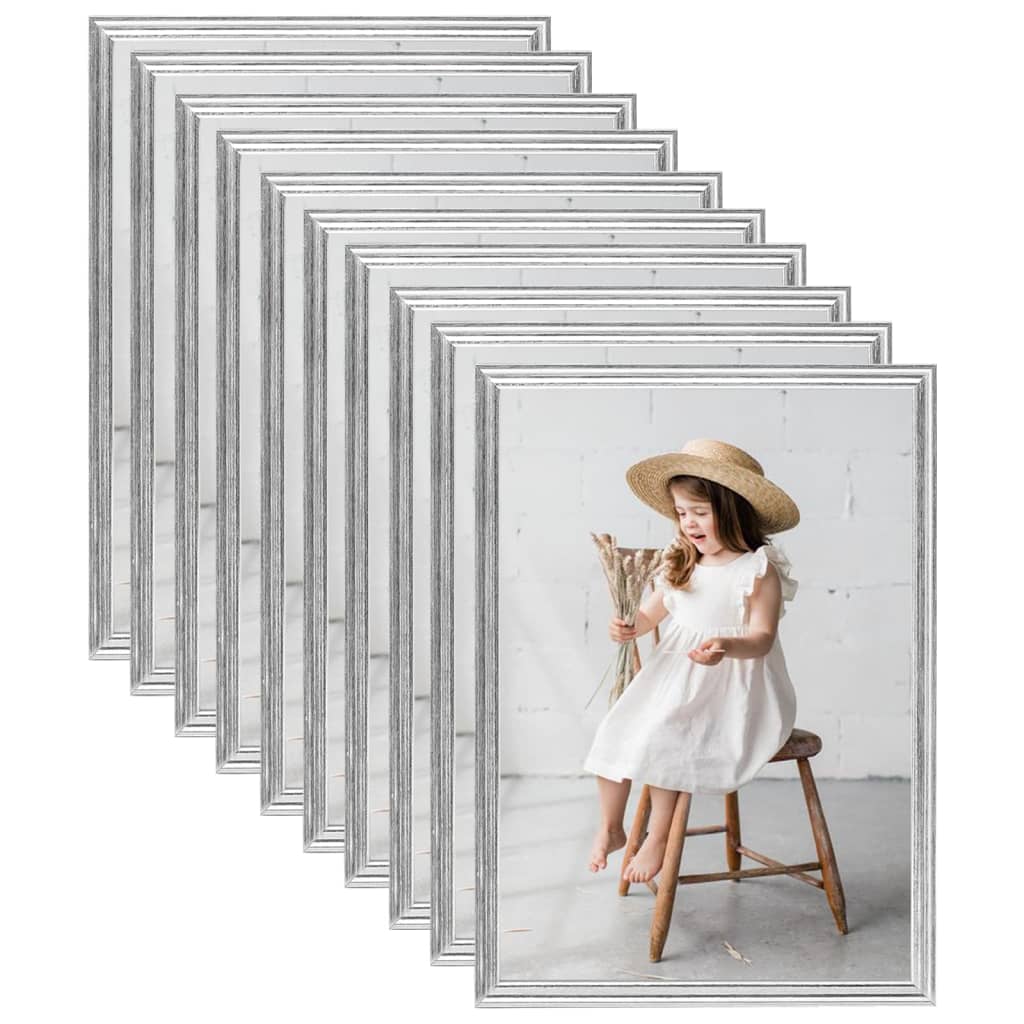 Berkfield Photo Frames Collage 10pcs for Table Silver 15x21cm MDF