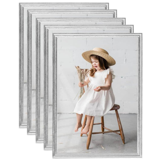 Berkfield Photo Frames Collage 5 pcs for Table Silver 18x24cm MDF