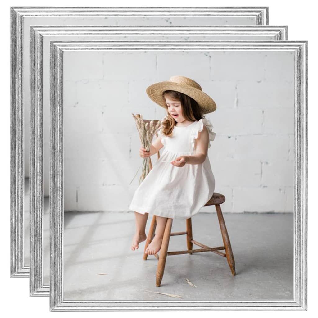 Berkfield Photo Frames Collage 3 pcs for Table Silver 20x20cm MDF