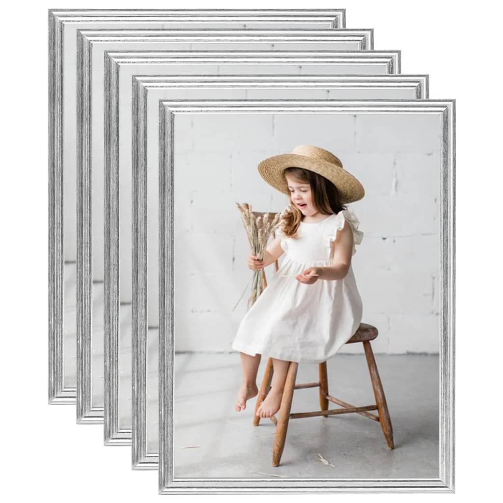 Berkfield Photo Frames Collage 5 pcs for Table Silver 20x25cm MDF