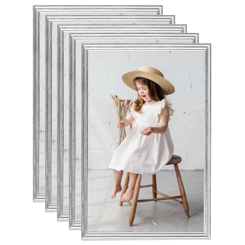 Berkfield Photo Frames Collage 5 pcs for Wall Silver 70x90cm MDF