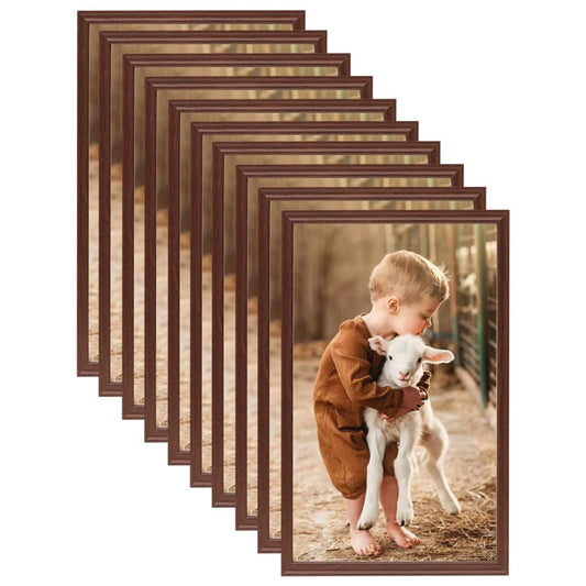 Berkfield Photo Frames Collage 10 pcs for Table Brown 13x18cm MDF