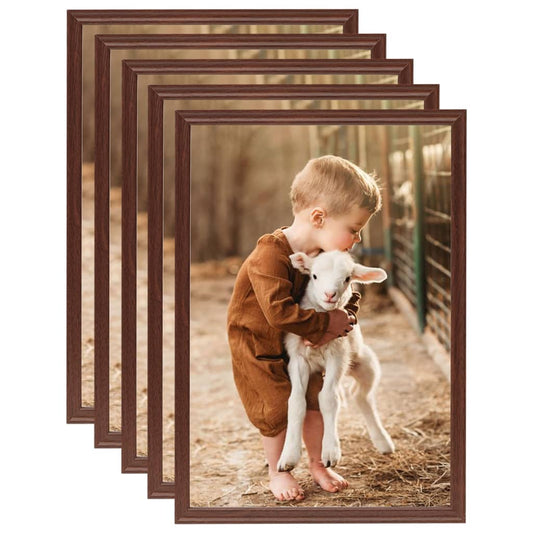 Berkfield Photo Frames Collage 5 pcs for Table Brown 18x24 cm MDF