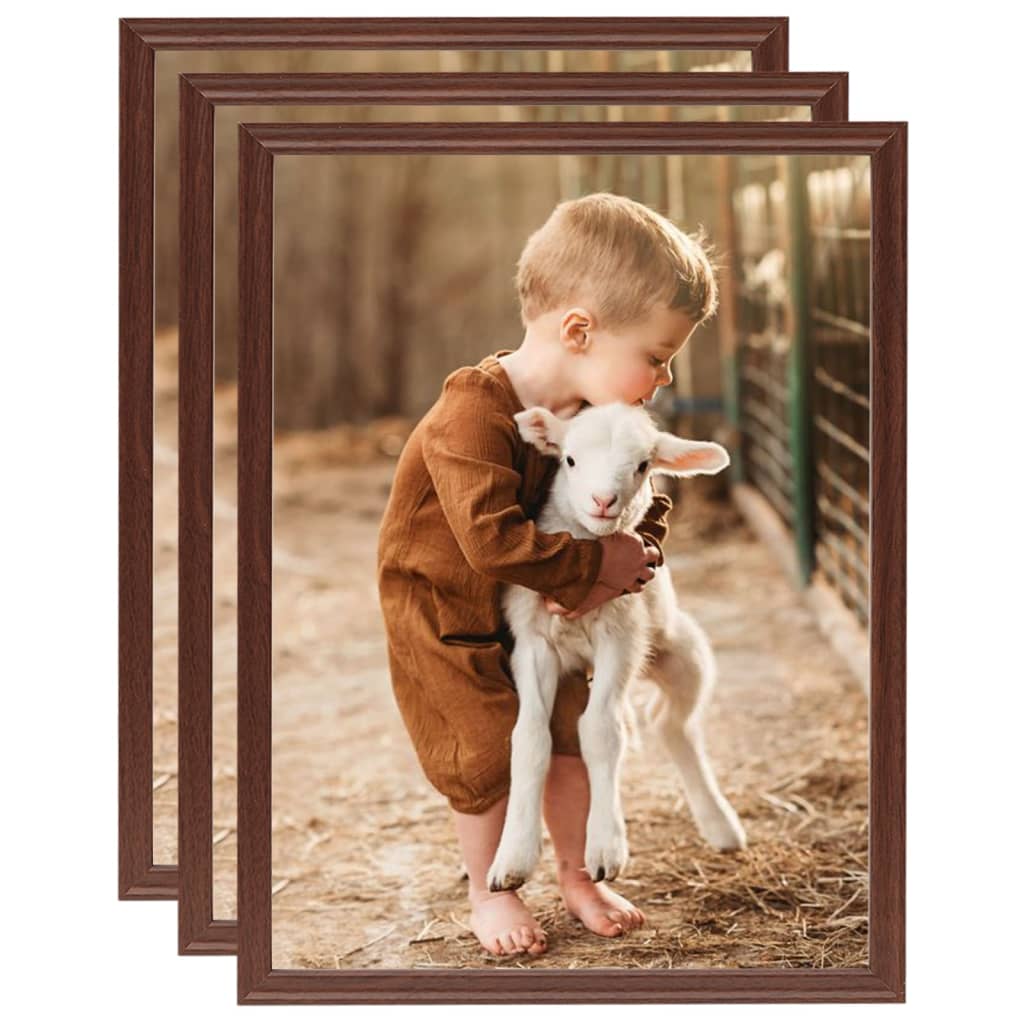 Berkfield Photo Frames Collage 3 pcs for Wall or Table Brown 50x60 cm MDF
