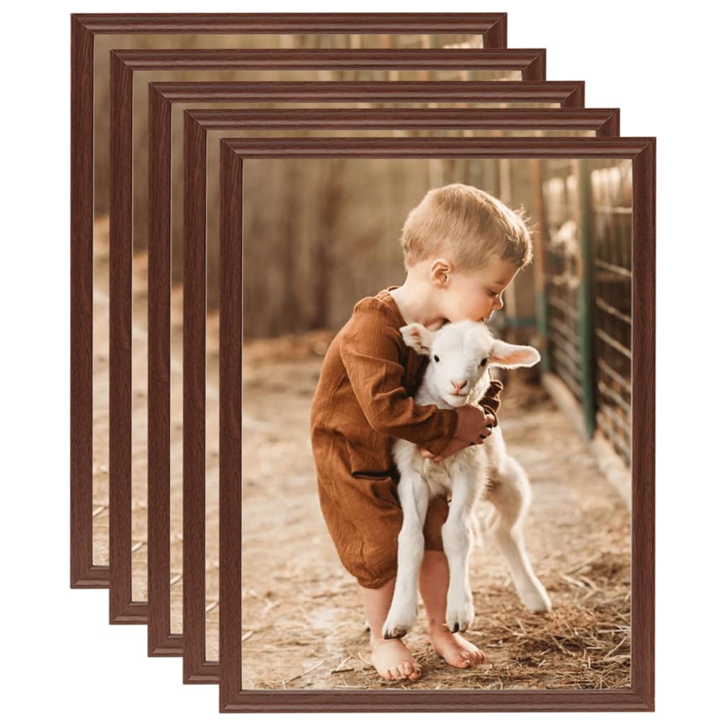 Berkfield Photo Frames Collage 5 pcs for Wall Brown 50x60 cm MDF