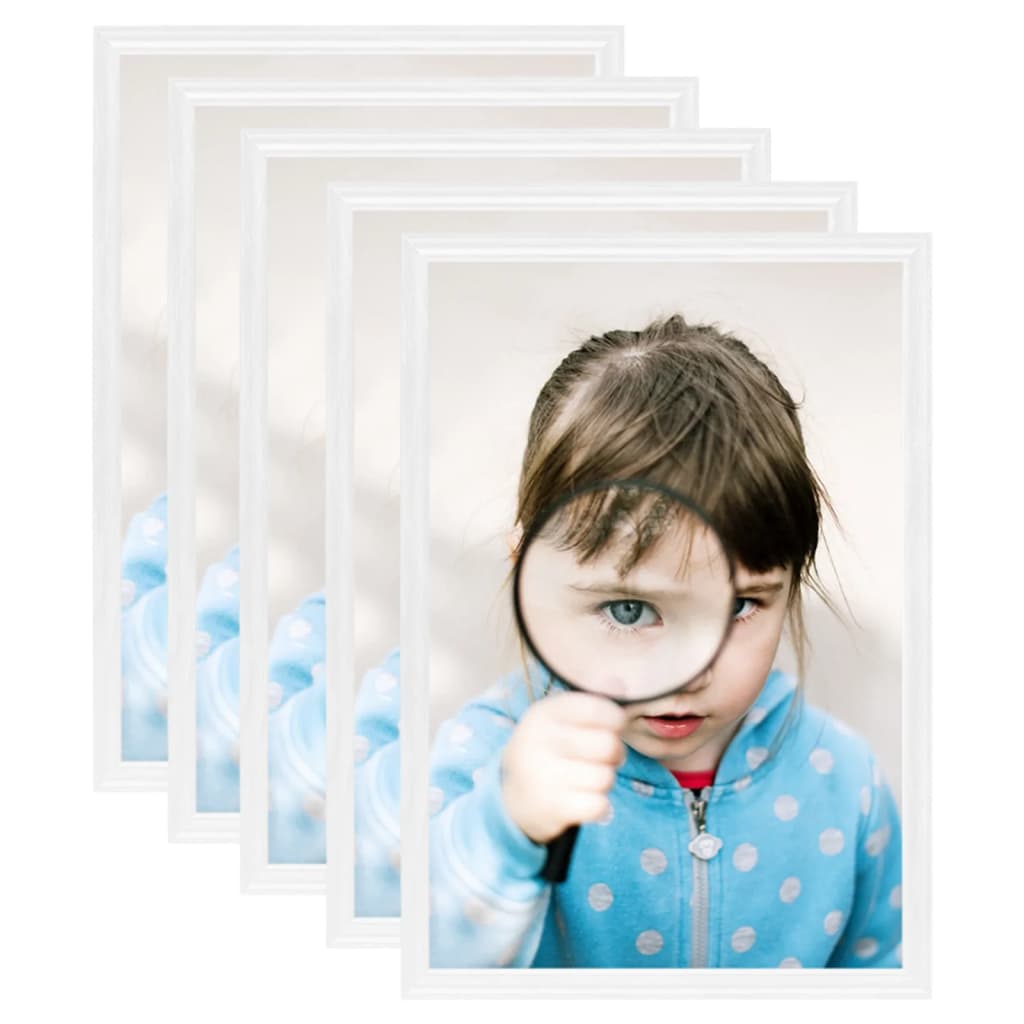 Berkfield Photo Frames Collage 5 pcs for Table White 18x24 cm MDF