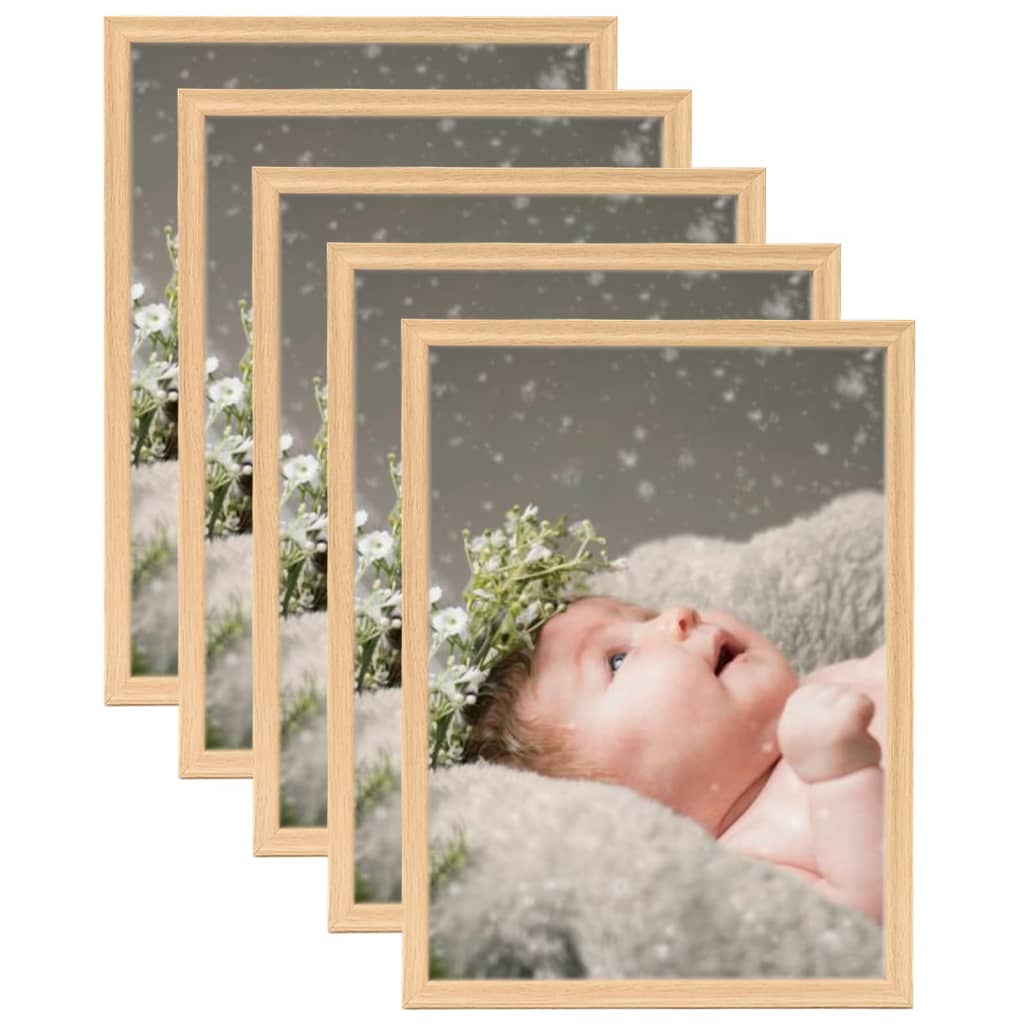 Berkfield Photo Frames Collage 5 pcs for Table Light Oak 13x18 cm
