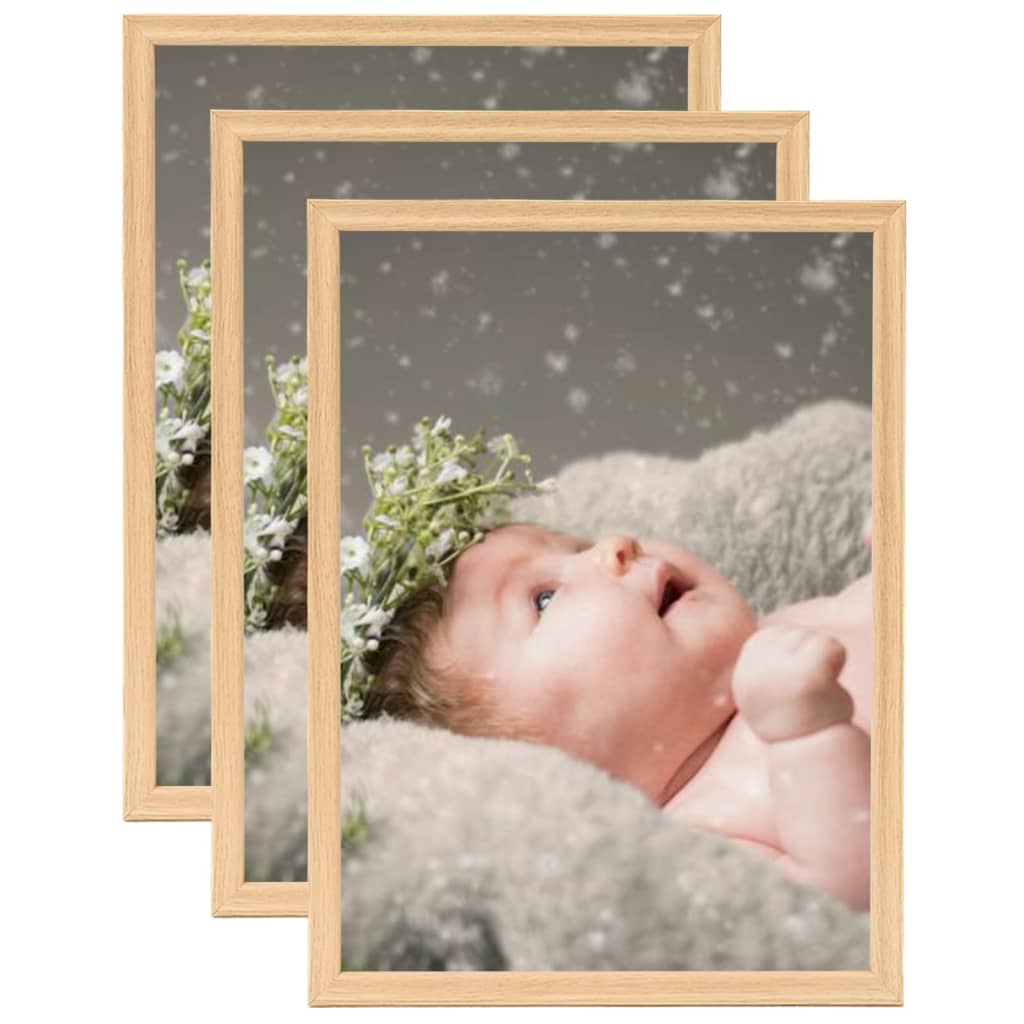 Berkfield Photo Frames Collage 3 pcs for Table Light Oak 15x21 cm