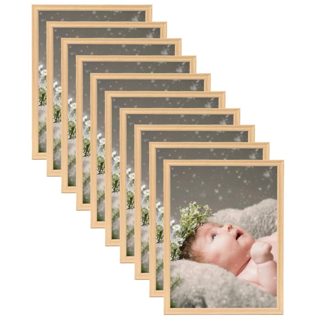 Berkfield Photo Frames Collage 10 pcs for Table Light Oak 18x24 cm
