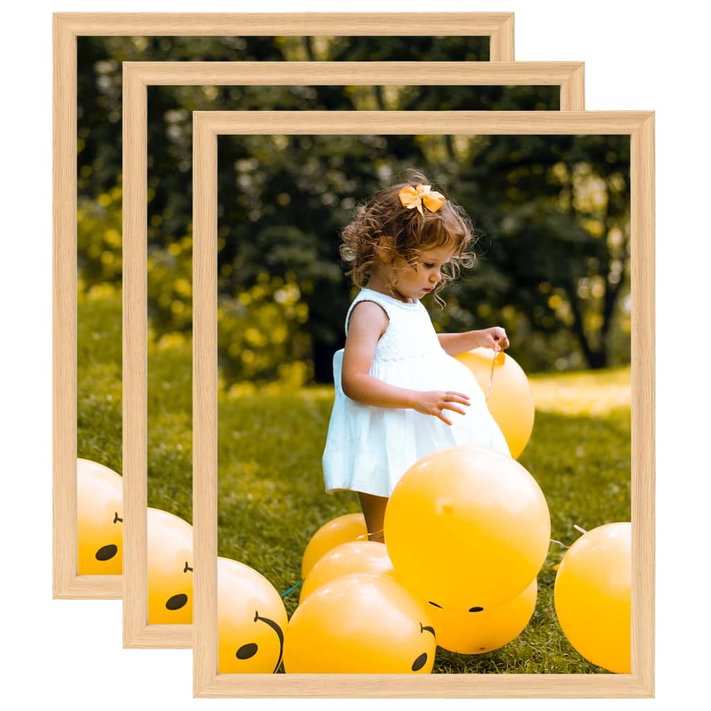 Berkfield Photo Frames Collage 3 pcs for Table Light Oak 20x25 cm