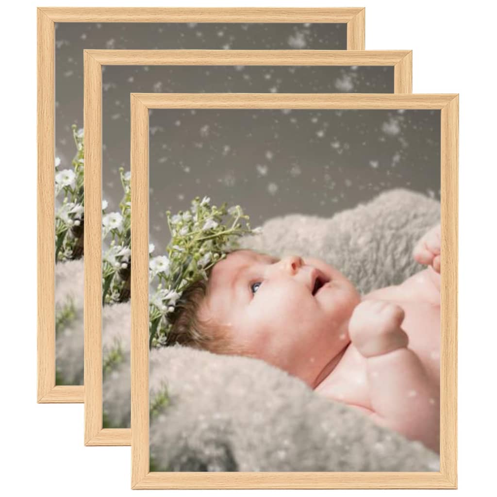 Berkfield Photo Frames Collage 3 pcs for Table Light Oak 28x35 cm
