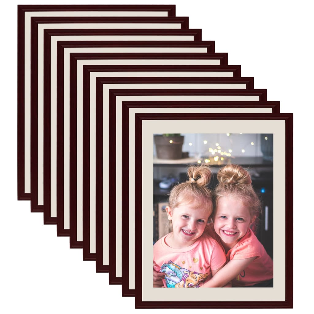 Berkfield Photo Frames Collage 10 pcs for Wall or Table Dark Red 18x24 cm