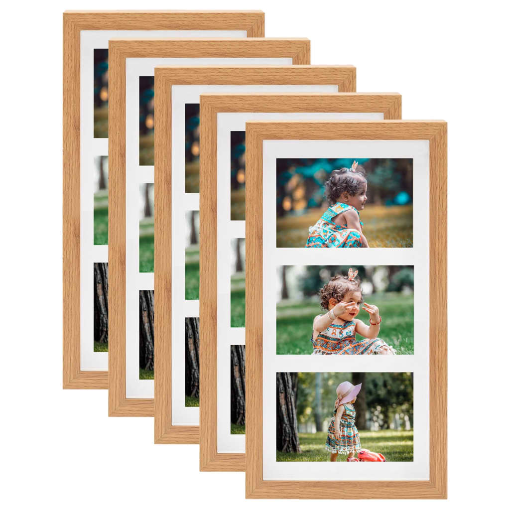 Berkfield 3D Box Photo Frames 5 pcs Oak 18x35 cm for 3x