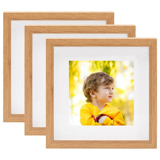 Berkfield 3D Box Photo Frames 3 pcs Oak 28x28 cm for 20x20 cm Picture