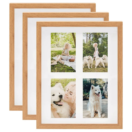 Berkfield 3D Box Photo Frames 3 pcs Oak 28x35 cm for 4x