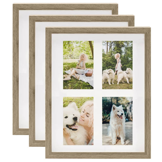 Berkfield 3D Box Photo Frames 3 pcs Dark Wood 28x35cm for 4x